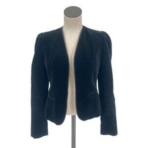 M1970's Black Velvet & Cord Cropped Jacket Size Medium Trimmed Leg of Mutton